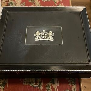 Vintage Hard Plastic Cigar Box: "Mark IV Magnates" Black & Gold Hinged Lid 1960s